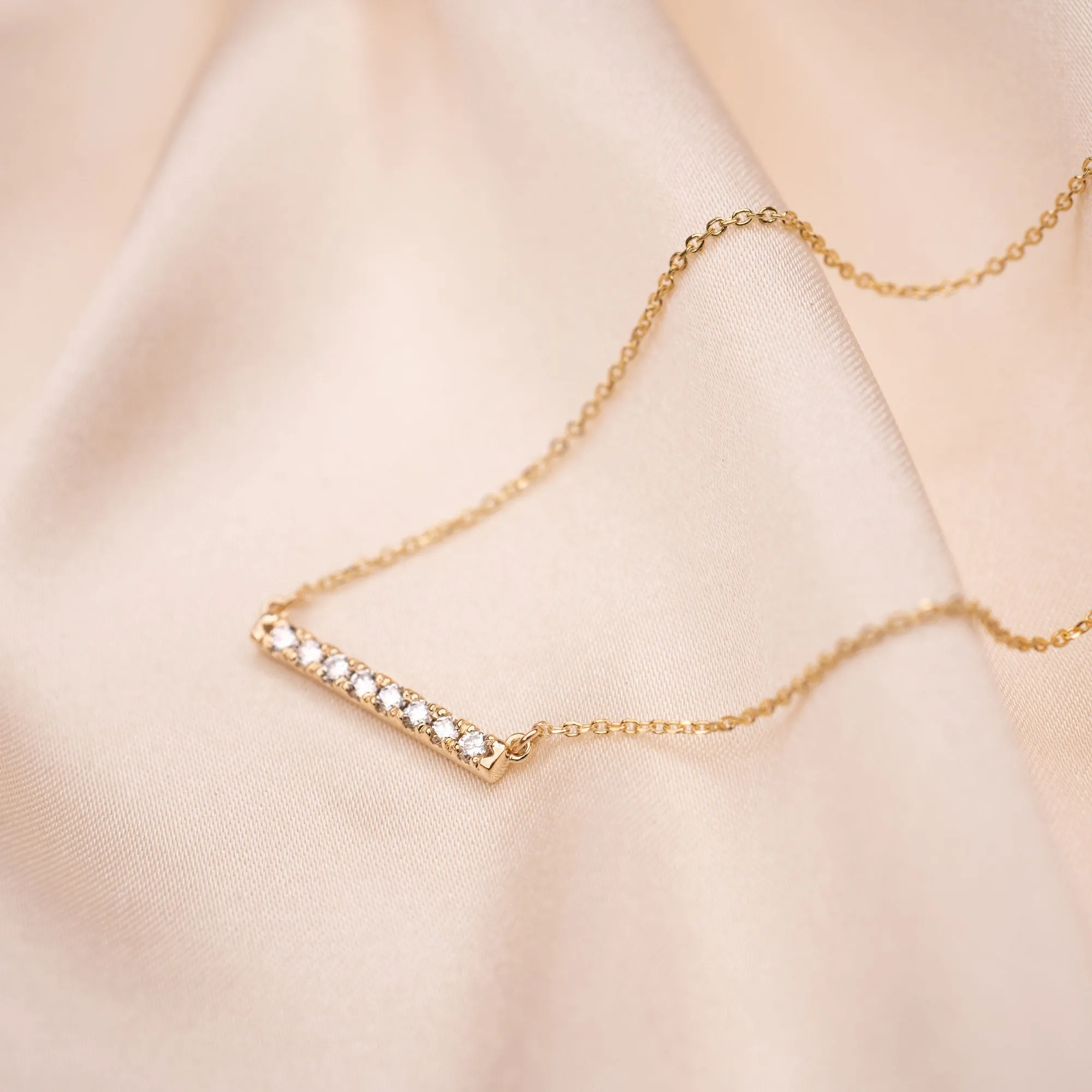 14k Diamond Bar Necklace