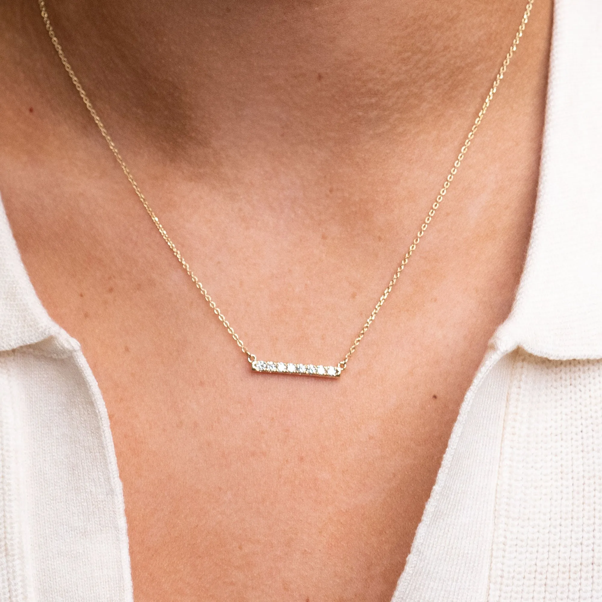 14k Diamond Bar Necklace