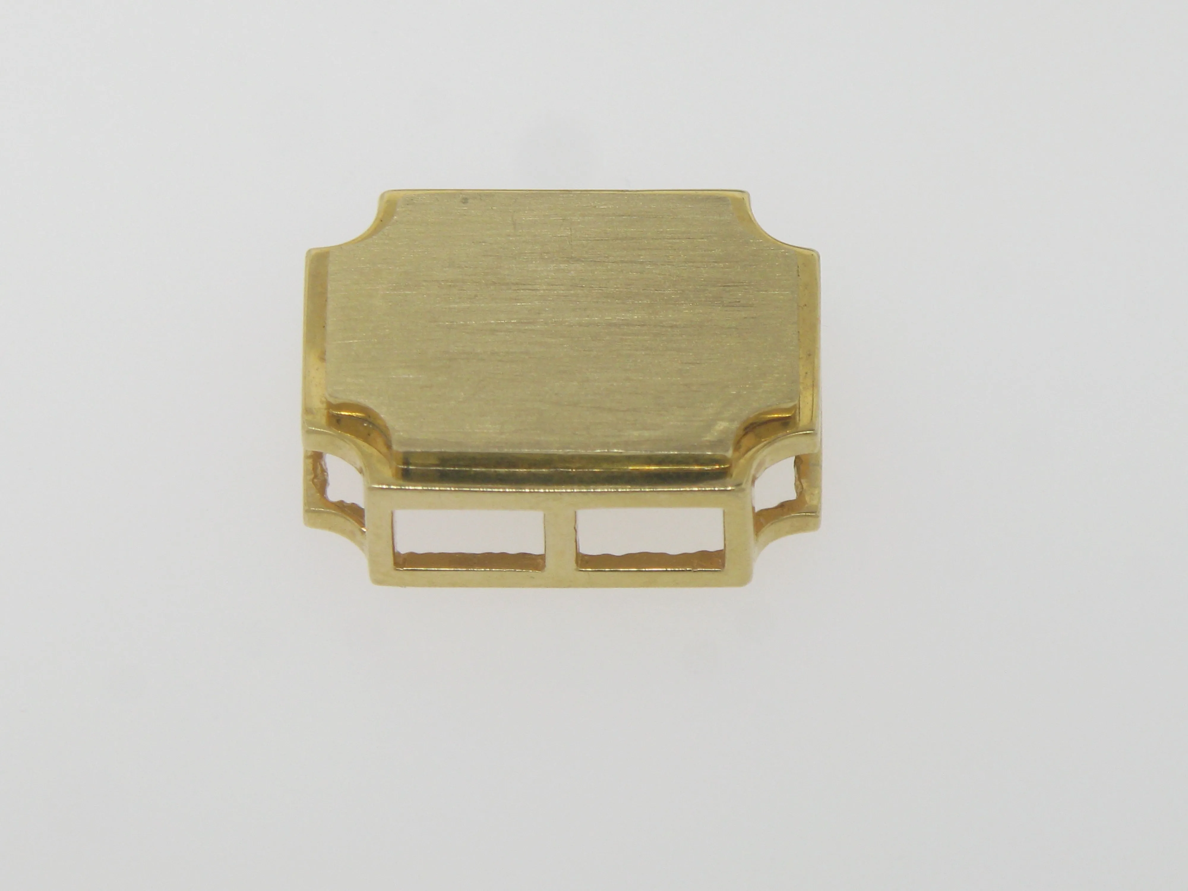 14k Yellow Gold Engravable Brushed Finish with Bright Edges Slide Pendant