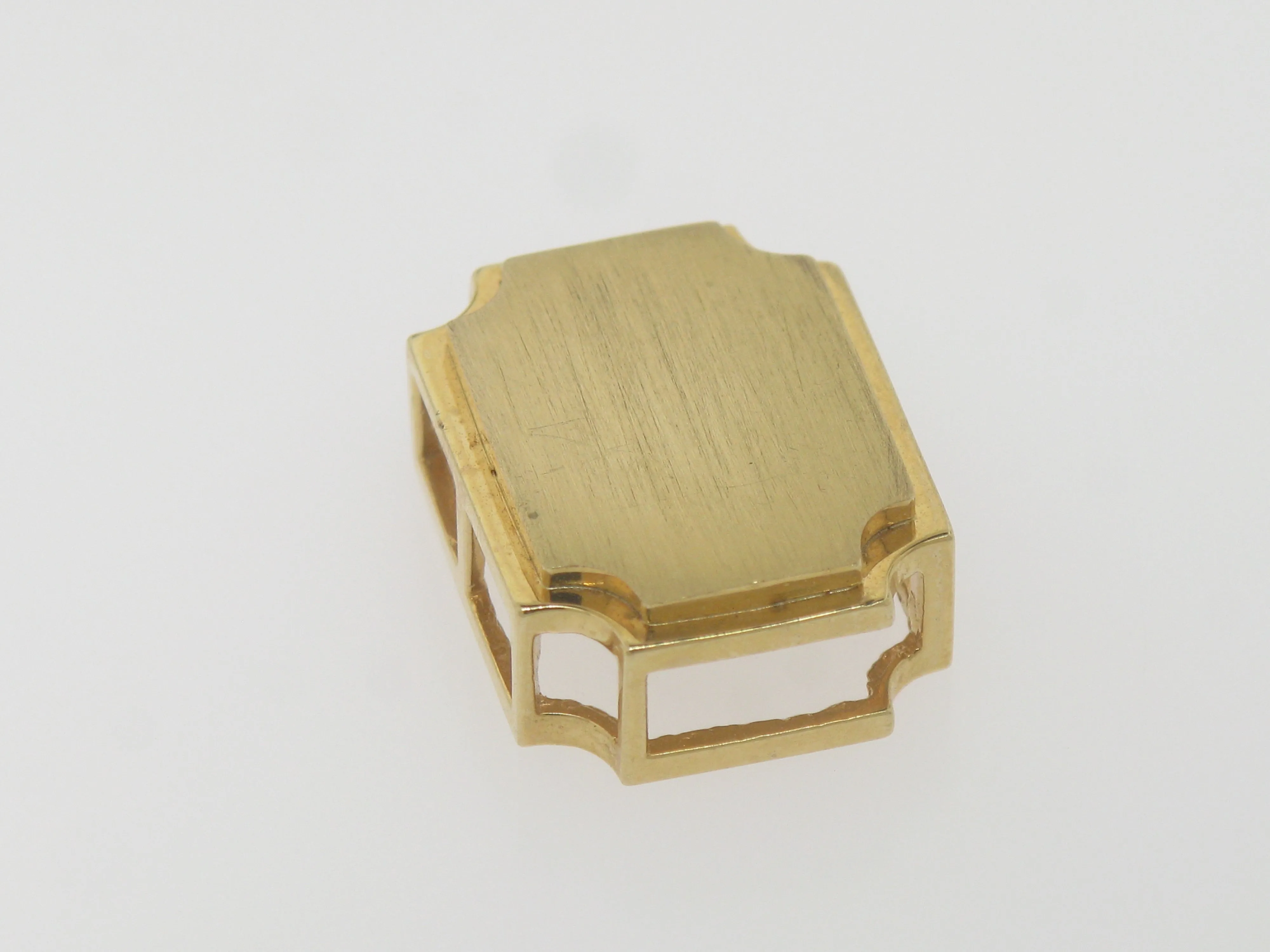 14k Yellow Gold Engravable Brushed Finish with Bright Edges Slide Pendant