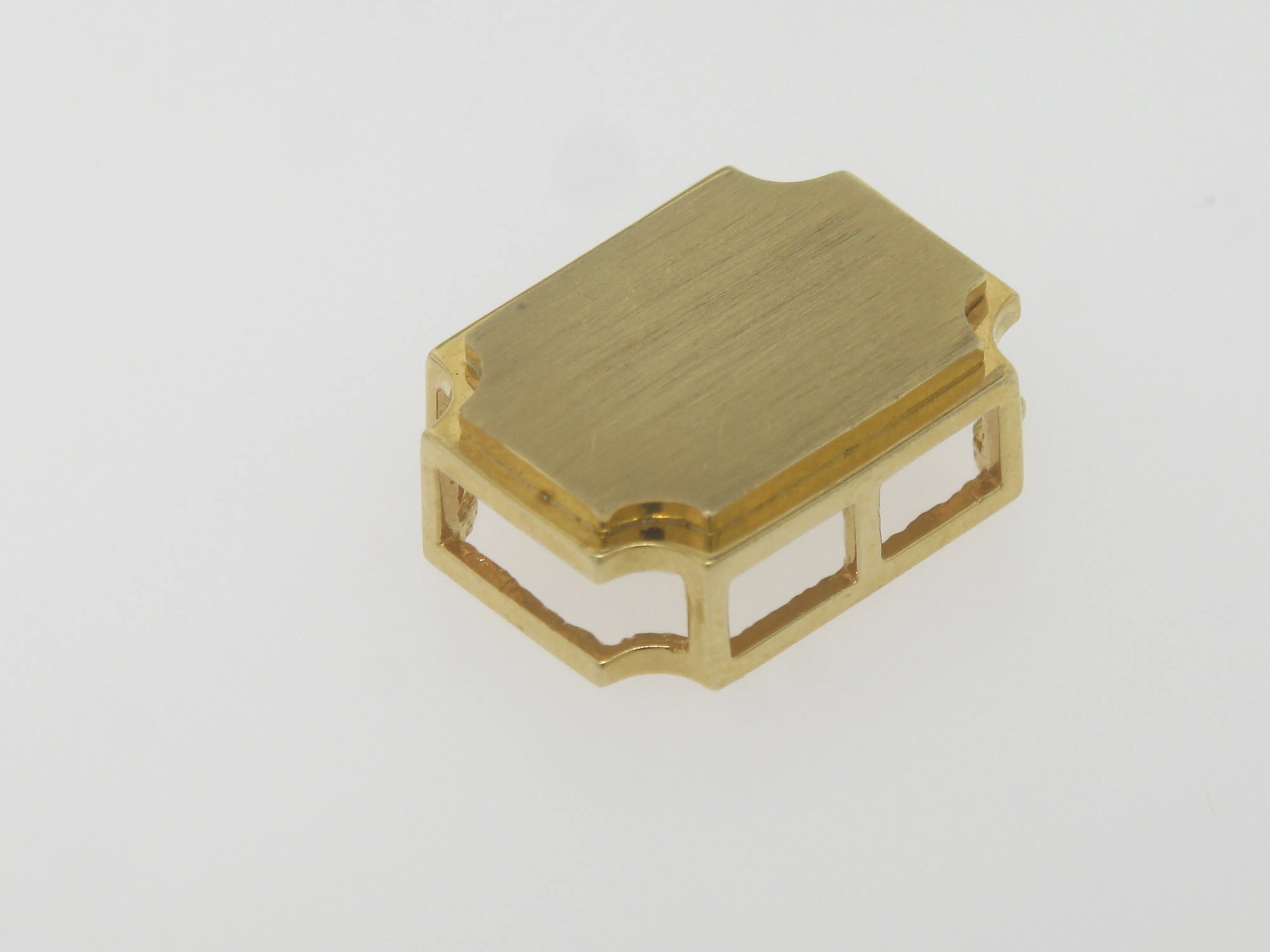 14k Yellow Gold Engravable Brushed Finish with Bright Edges Slide Pendant