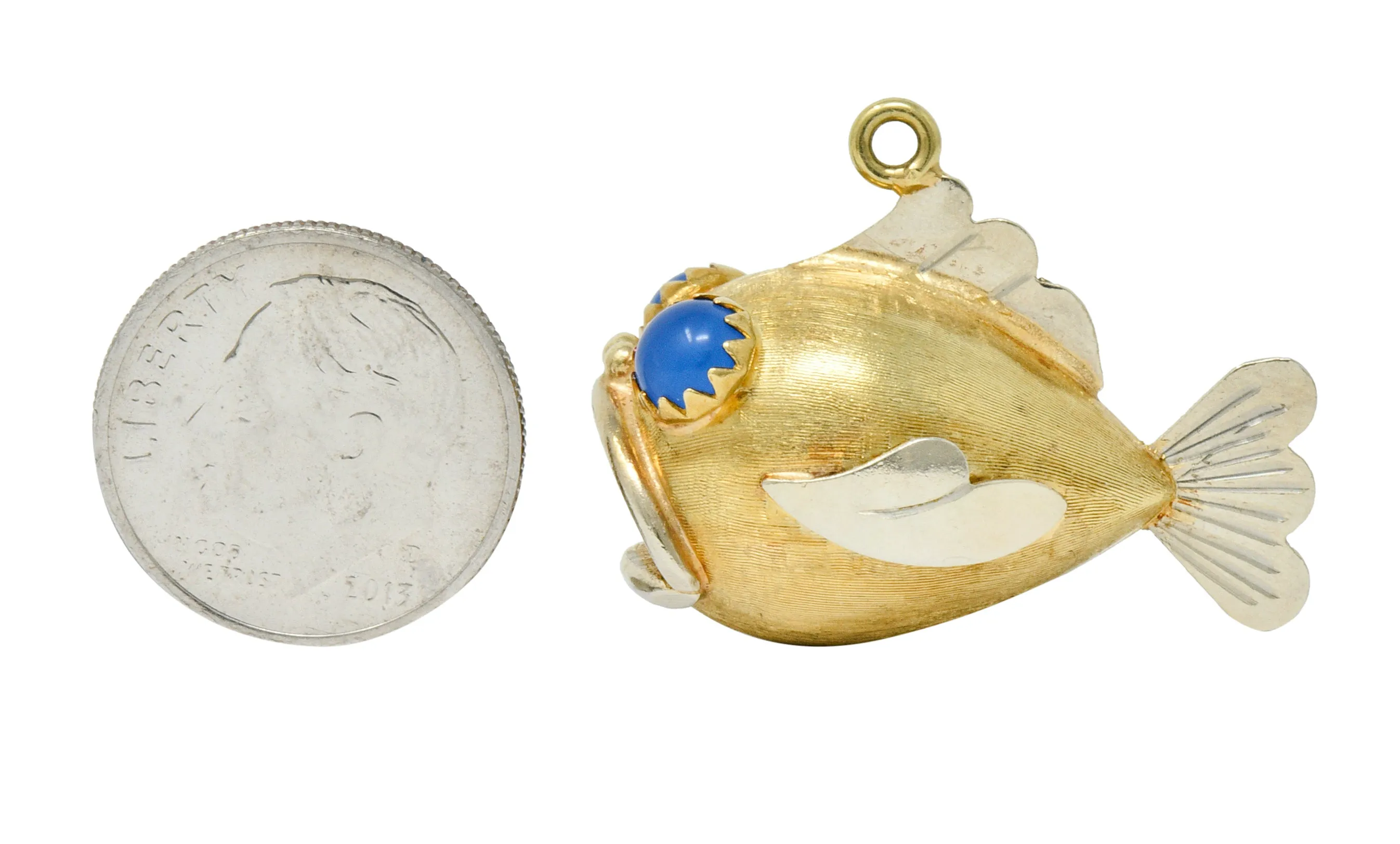 1960's Vintage 14 Karat Two-Tone Gold Fish Charm