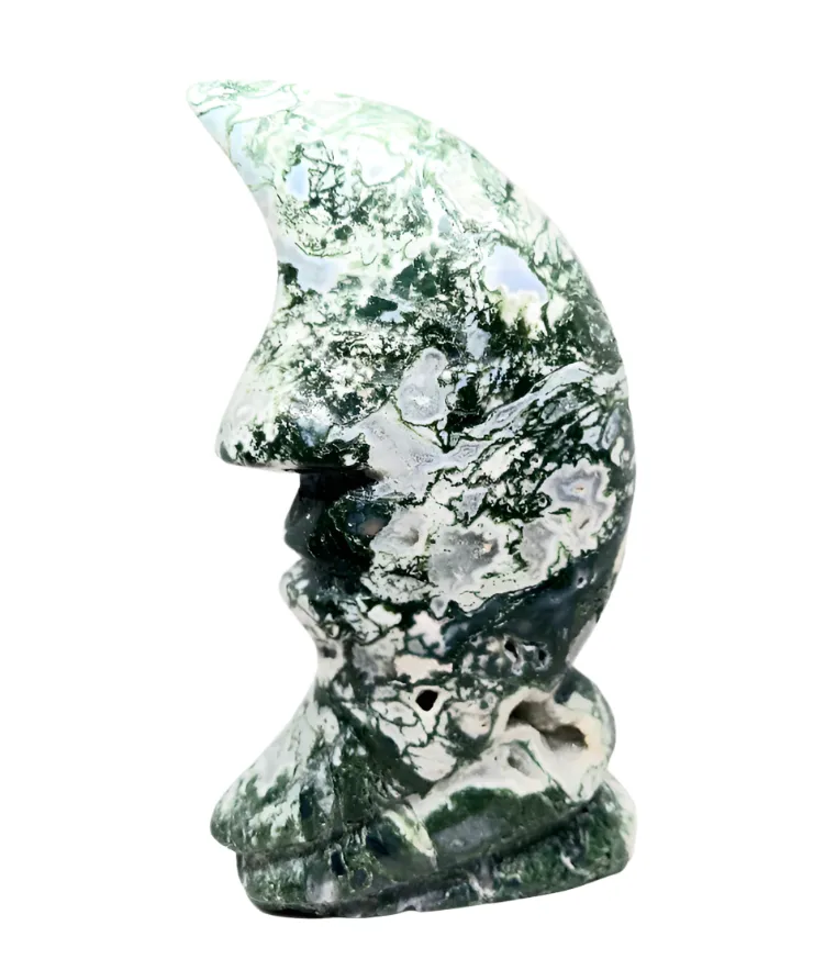 673G Moss Agate Crystal Moon