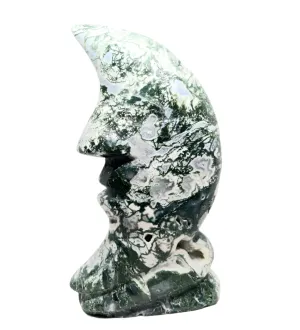 673G Moss Agate Crystal Moon