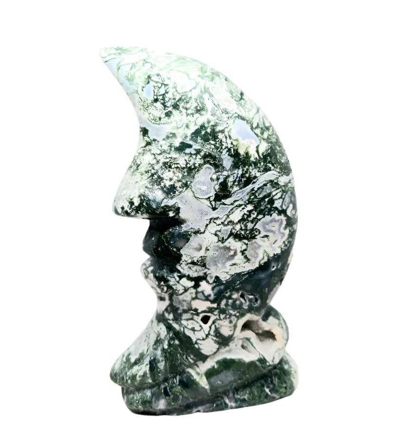 673G Moss Agate Crystal Moon