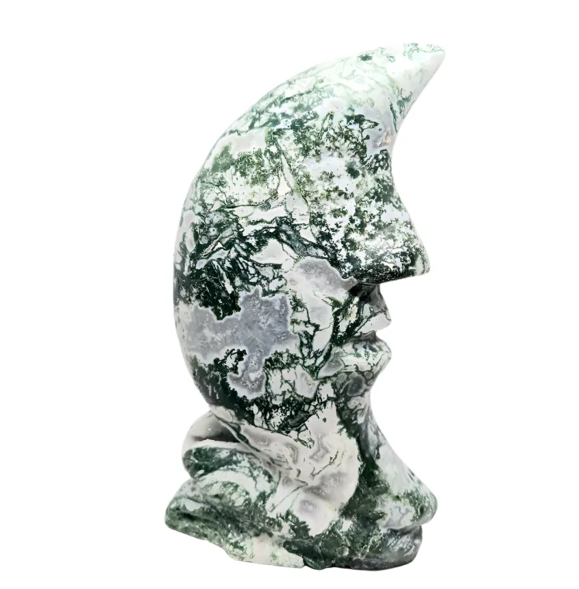 673G Moss Agate Crystal Moon
