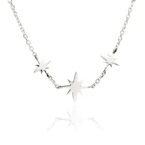 70%  DISCOUNT  925 Sterling Silver Three Star Charm Necklace