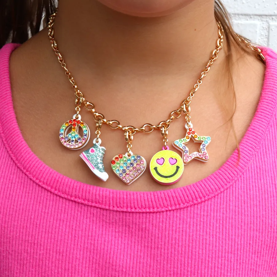 Charm It! Gold Rainbow Sparkle Peace Charm