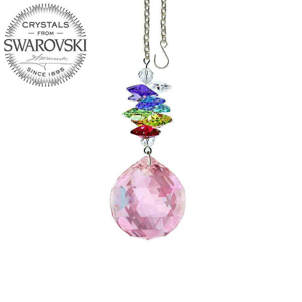 Crystal Ornament Rosaline Crystal Ball Prism Colorful Swarovski Crystals 3-inch