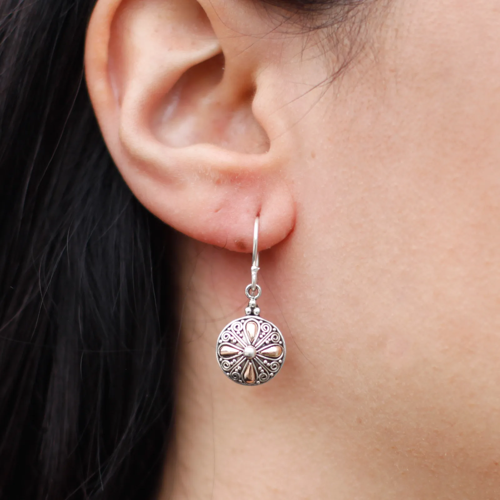 Elegant Silver & Gold Classic Round Earrings | Timeless & Ethically Sourced Jewelry