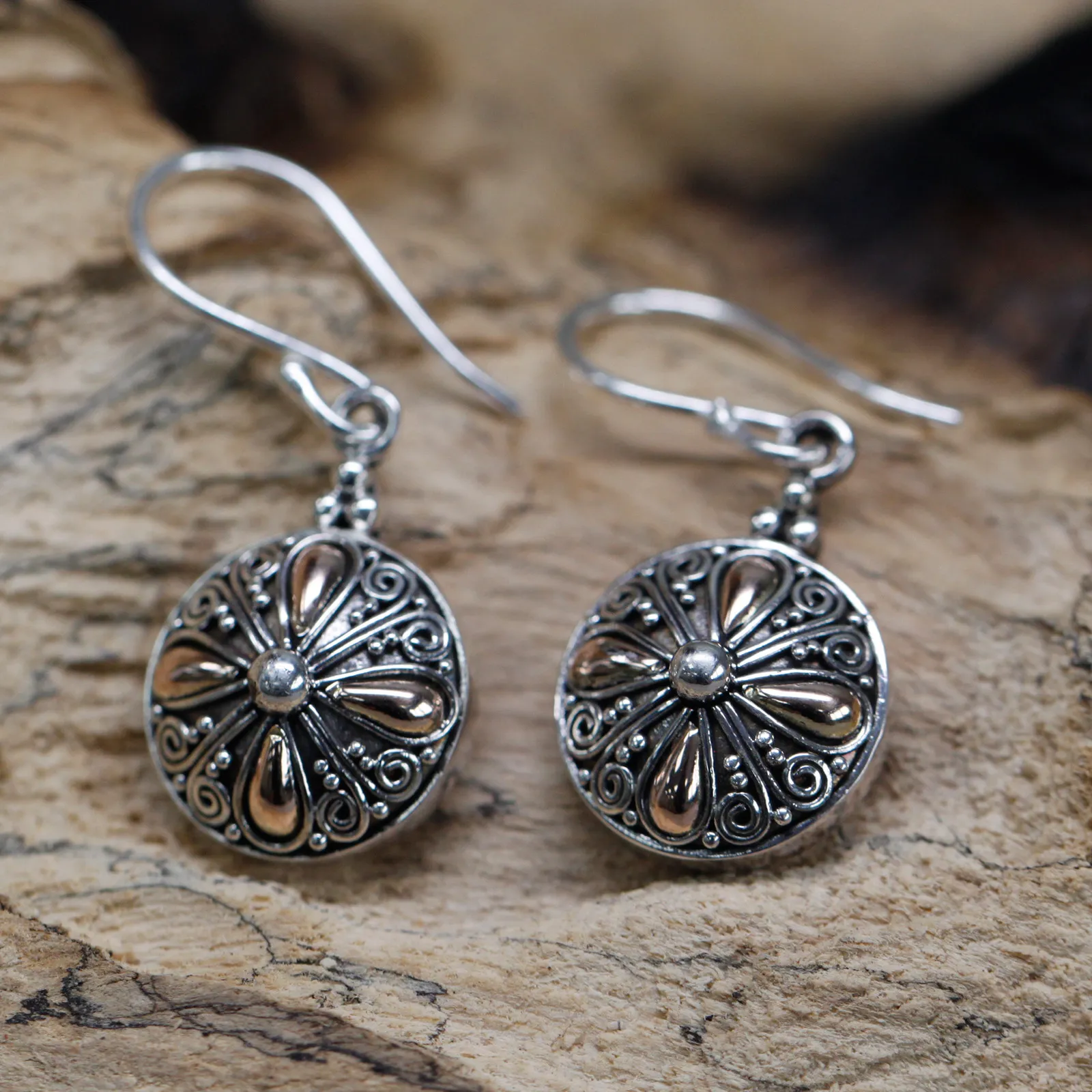 Elegant Silver & Gold Classic Round Earrings | Timeless & Ethically Sourced Jewelry