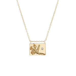 Flower bouquet postcard charm necklace