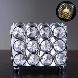 Illuminating Square Votive Tealight Wedding Crystal Candle Holder - 3.25" W x 3.25" L x 2.5" H