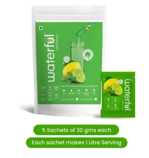 Lime and Lemon (30 gms X 5 sachets) 10  Vitamins & Minerals, Low Cal Hydration Powder Mix