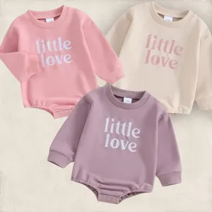 Little Love Embroidered Sweatshirt Romper