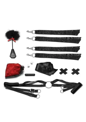 Lux Fetish Bedspreaders Night Of Romance Satin Cuffs with Rose Petals