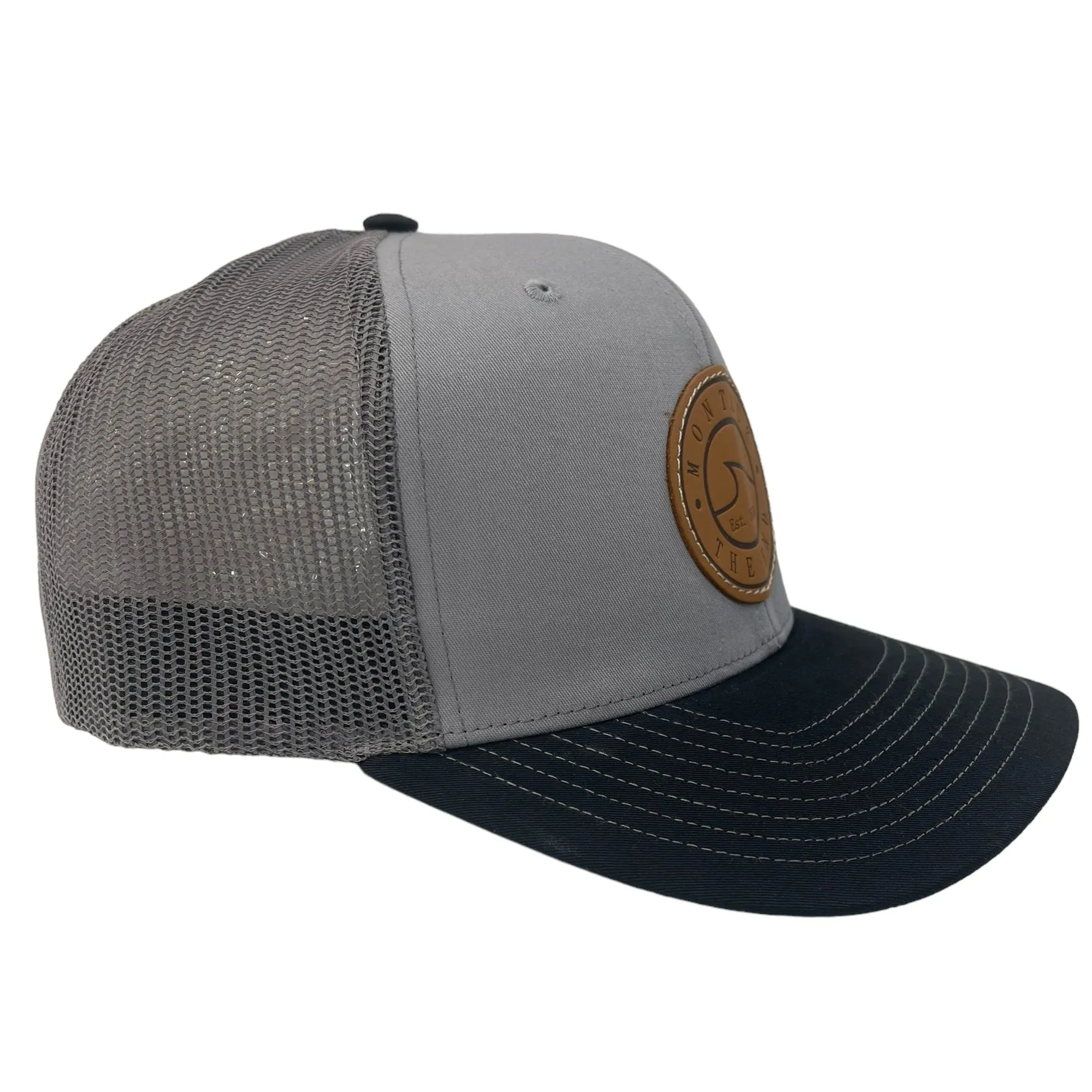 Montauk Surf and Sports The End Wave Leather Ostrich Style Hat in Grey