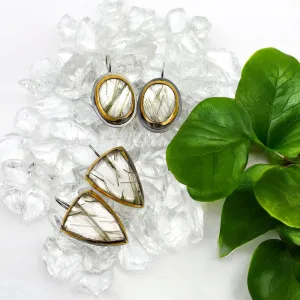 Moss Agate 24k Gold Accented Earrings