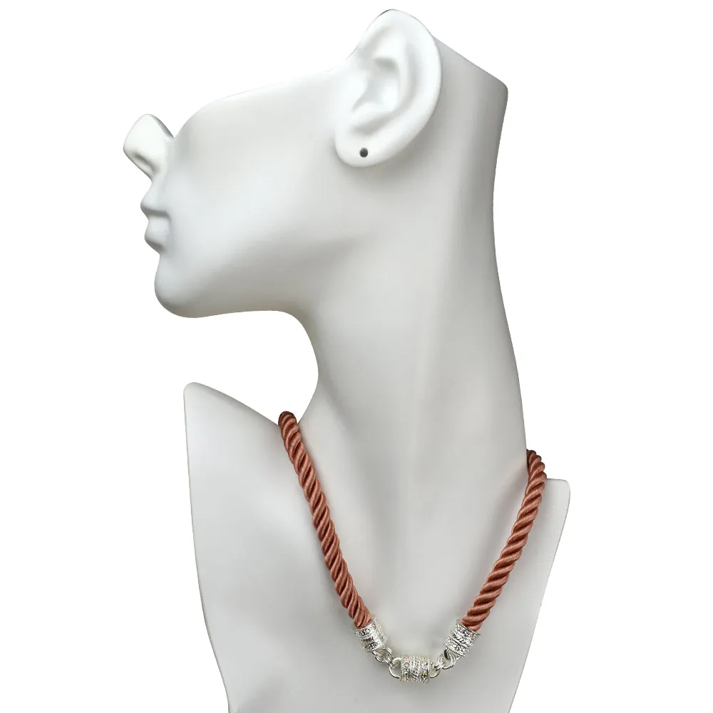 Mystic Cord Magnetic Interchangeable Necklace (Sterling Silvertone/Exotic Sand)