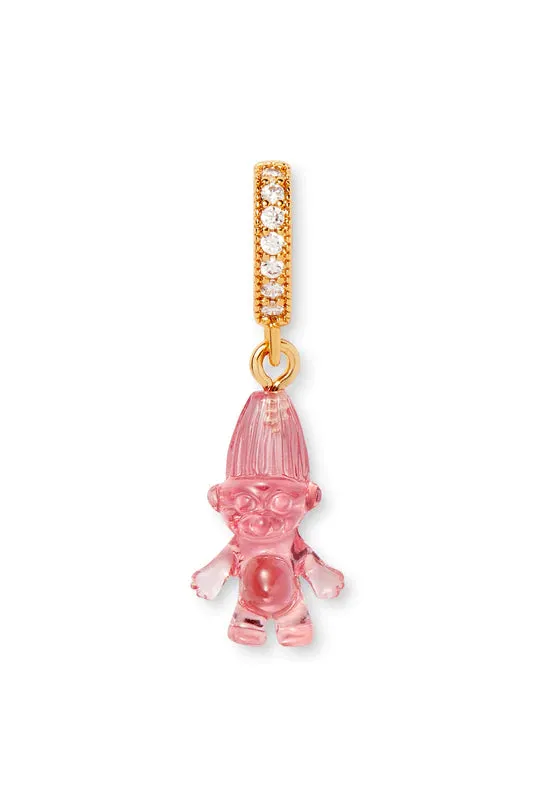Norwegian Lucky Troll Translucent Pendant, Pave Gold Connector