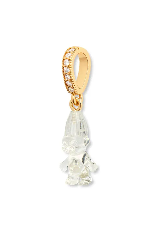 Norwegian Lucky Troll Translucent Pendant, Pave Gold Connector