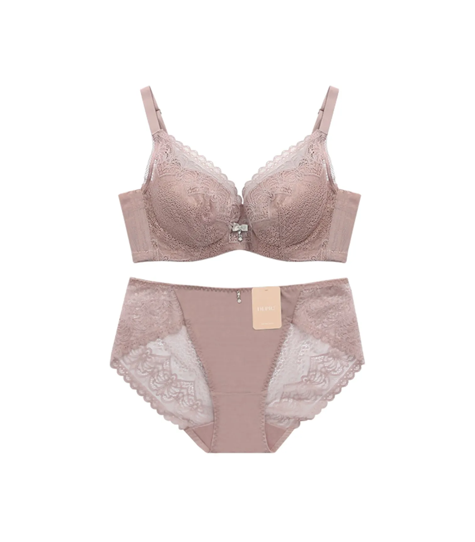 Romance-Full Coverage Light and Thin Dimentional Cotton Bra Set Dawn Powdery Pink