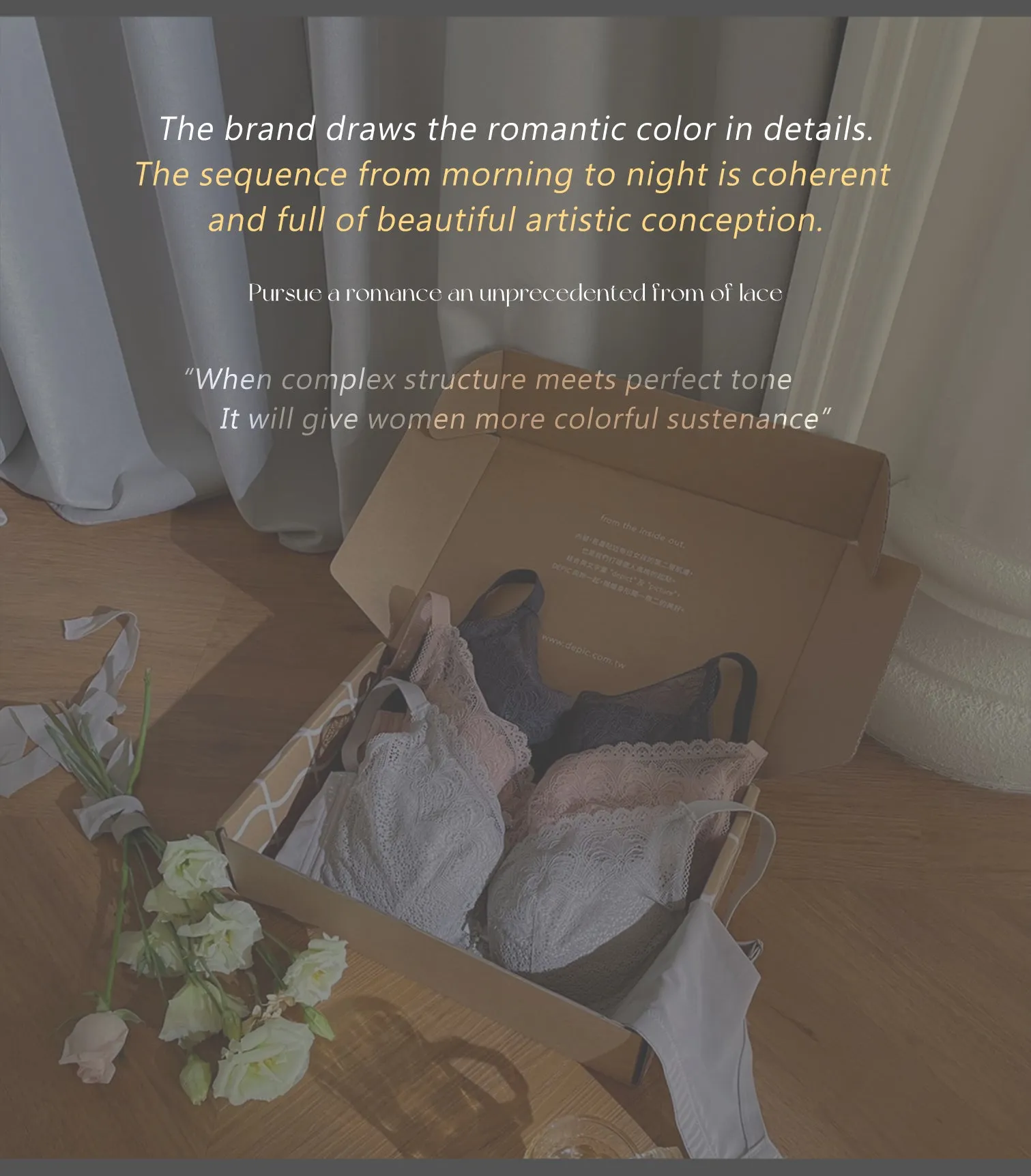 Romance-Full Coverage Light and Thin Dimentional Cotton Bra Set Dawn Powdery Pink