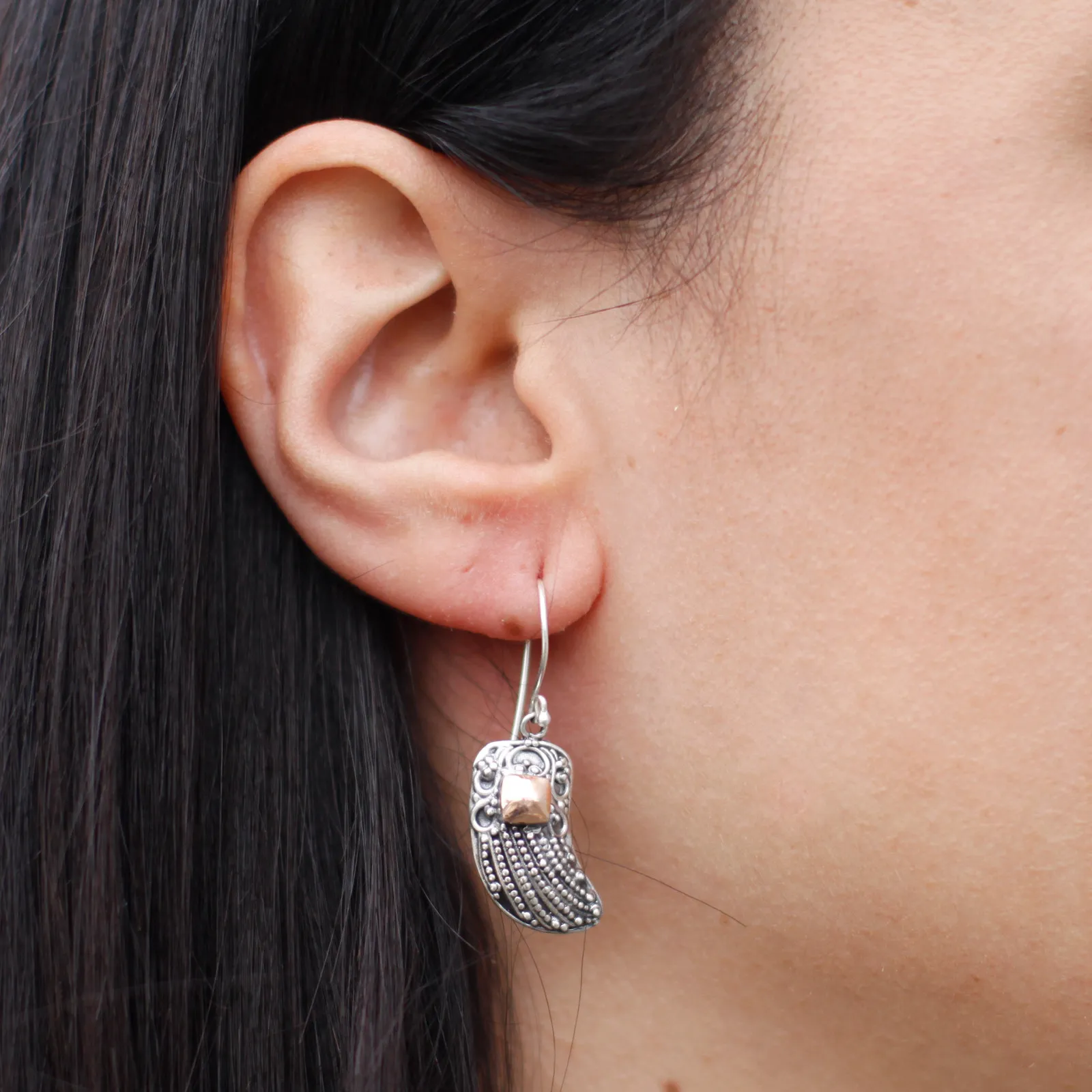 Silver & Gold Angel Wings Earrings | Exotic Jewelry by Ancient Wisdom – Ethically Sourced, Elegant Design