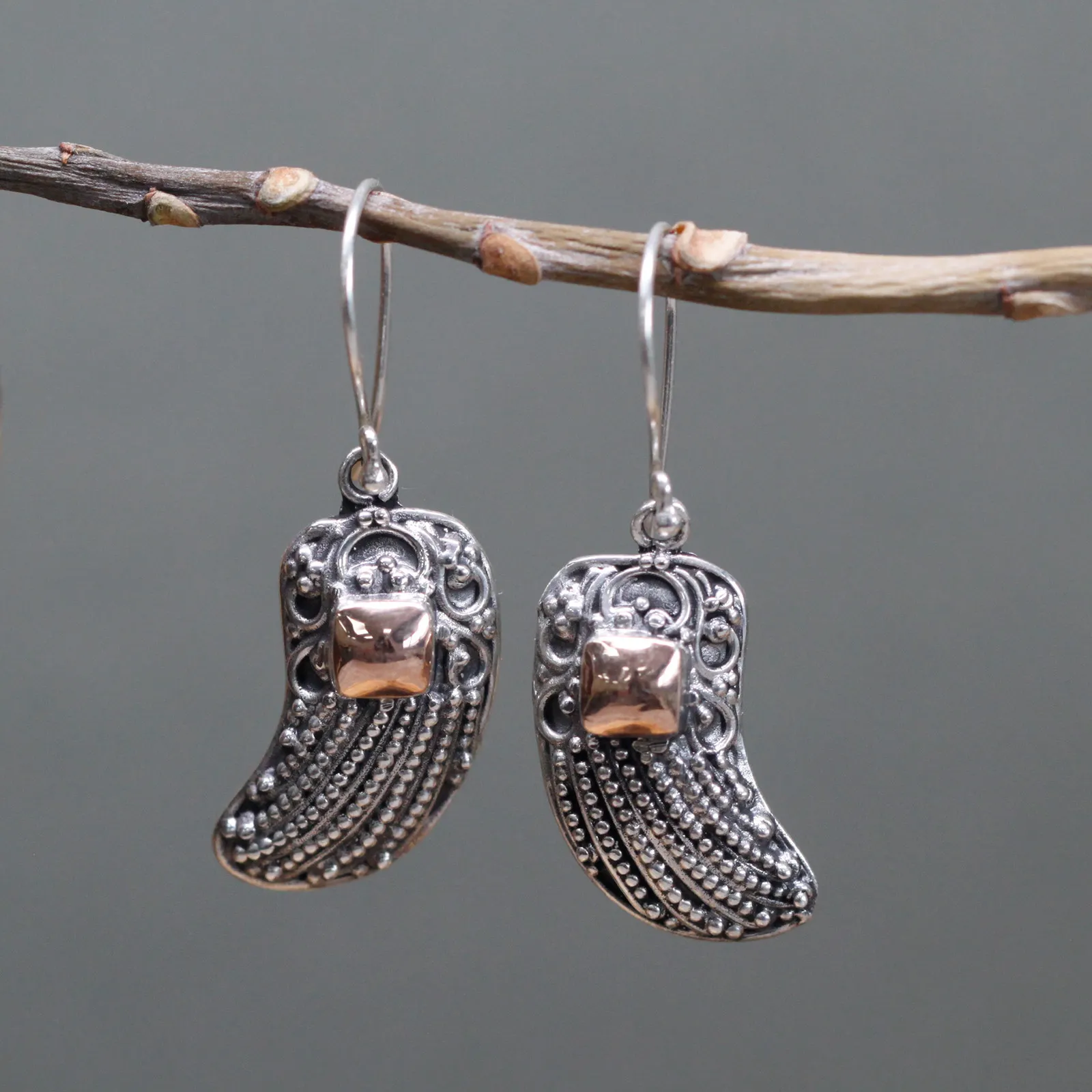 Silver & Gold Angel Wings Earrings | Exotic Jewelry by Ancient Wisdom – Ethically Sourced, Elegant Design