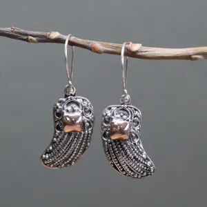 Silver & Gold Angel Wings Earrings | Exotic Jewelry by Ancient Wisdom – Ethically Sourced, Elegant Design