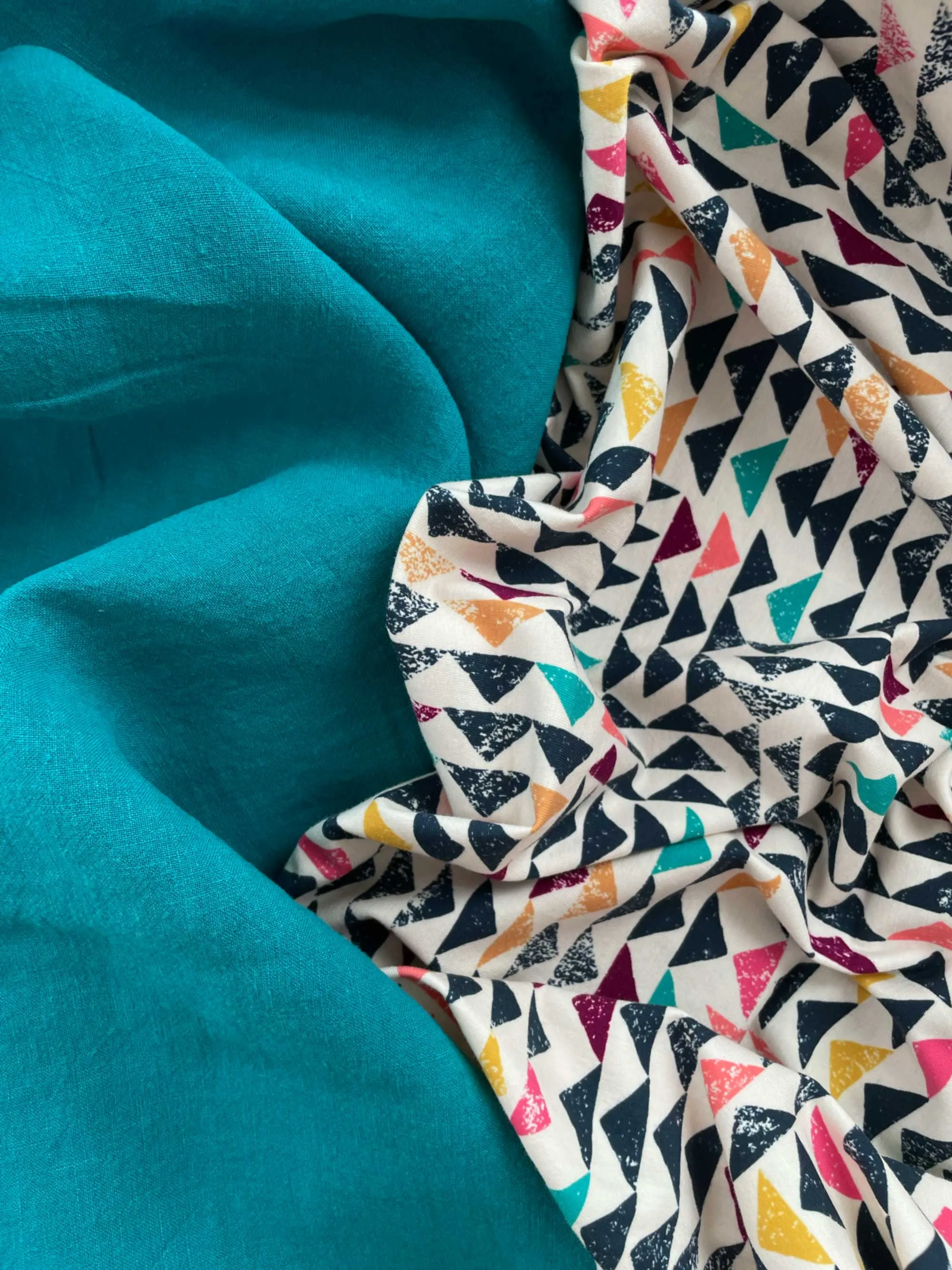 Soft Washed Lightweight Linen Fabric in Caribbean Blue