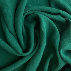 Soft Washed Lightweight Linen Fabric in Emerald