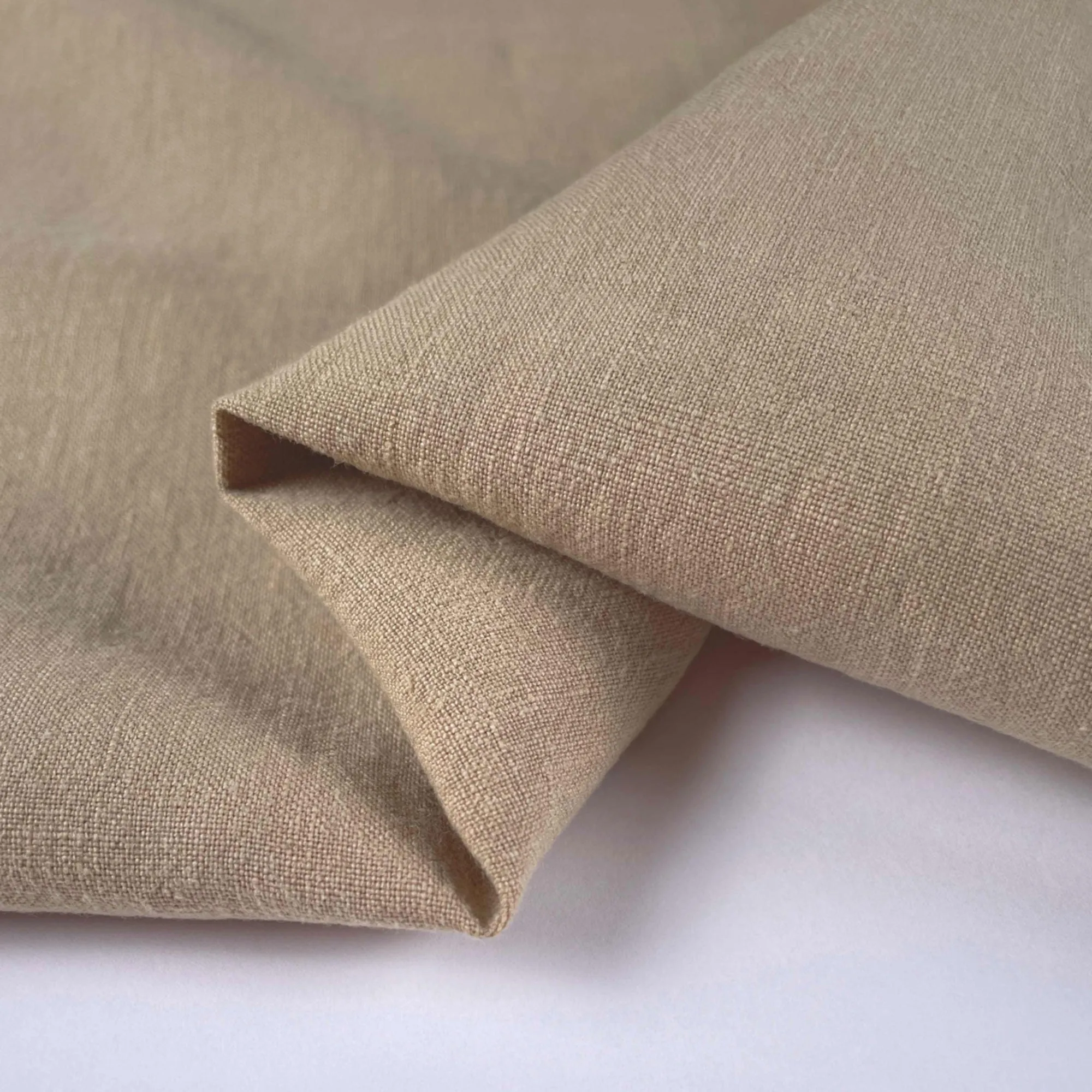 Soft Washed Lightweight Linen Fabric in Latte