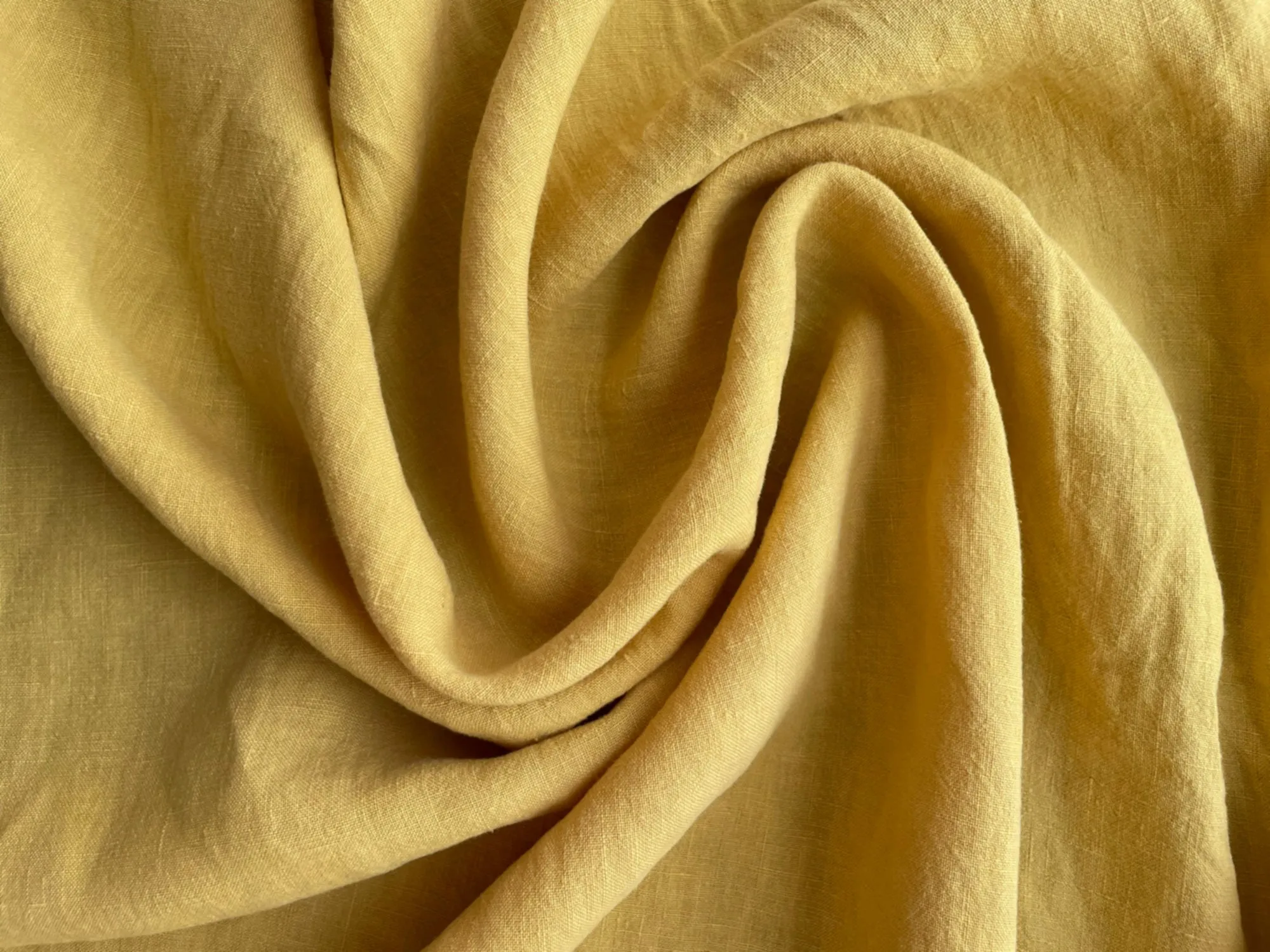 Soft Washed Lightweight Linen Fabric in Lemon