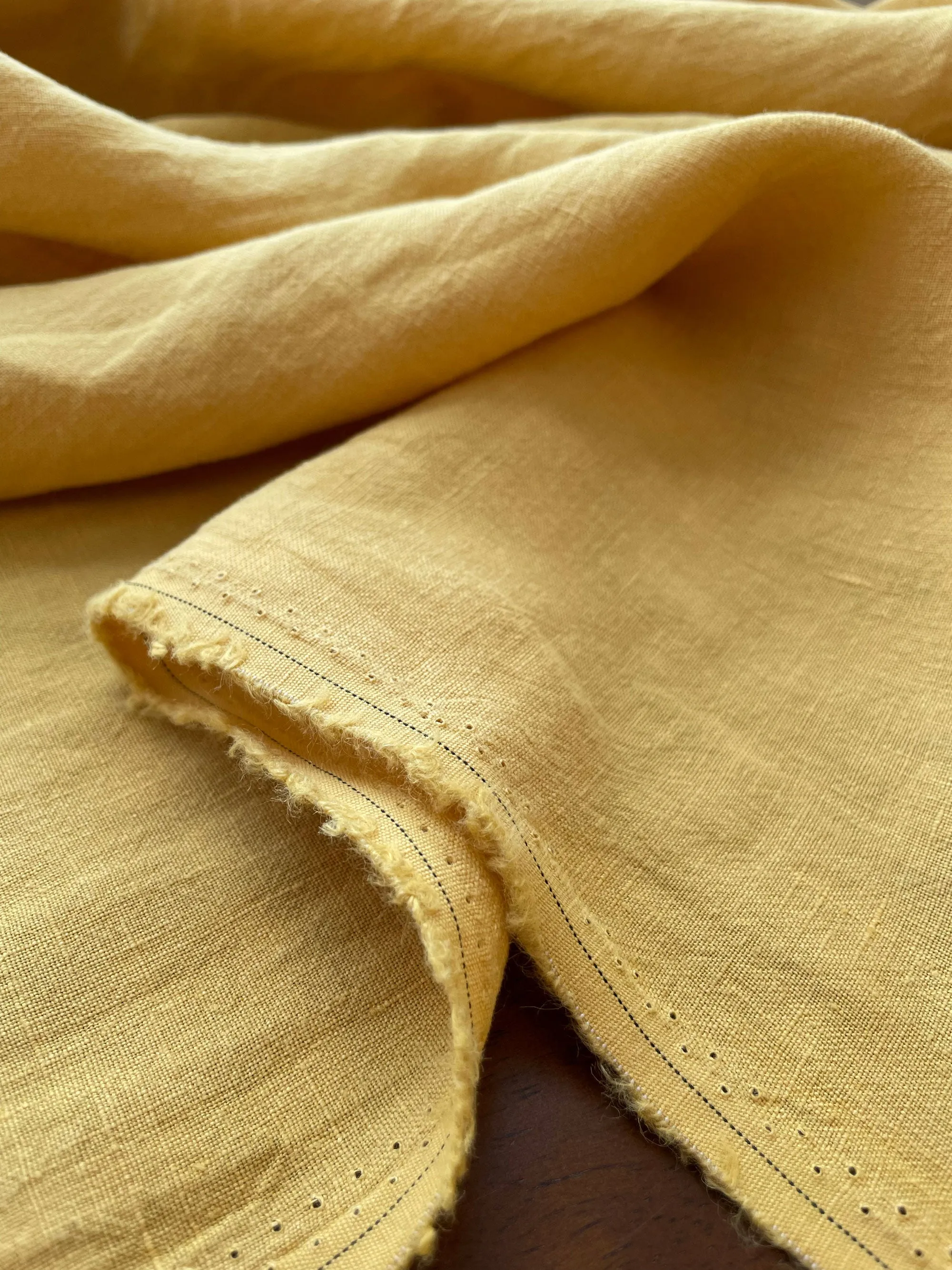 Soft Washed Lightweight Linen Fabric in Lemon