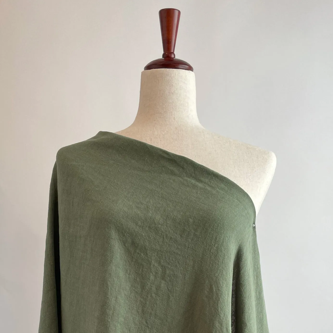 Soft Washed Lightweight Linen Fabric in Moss