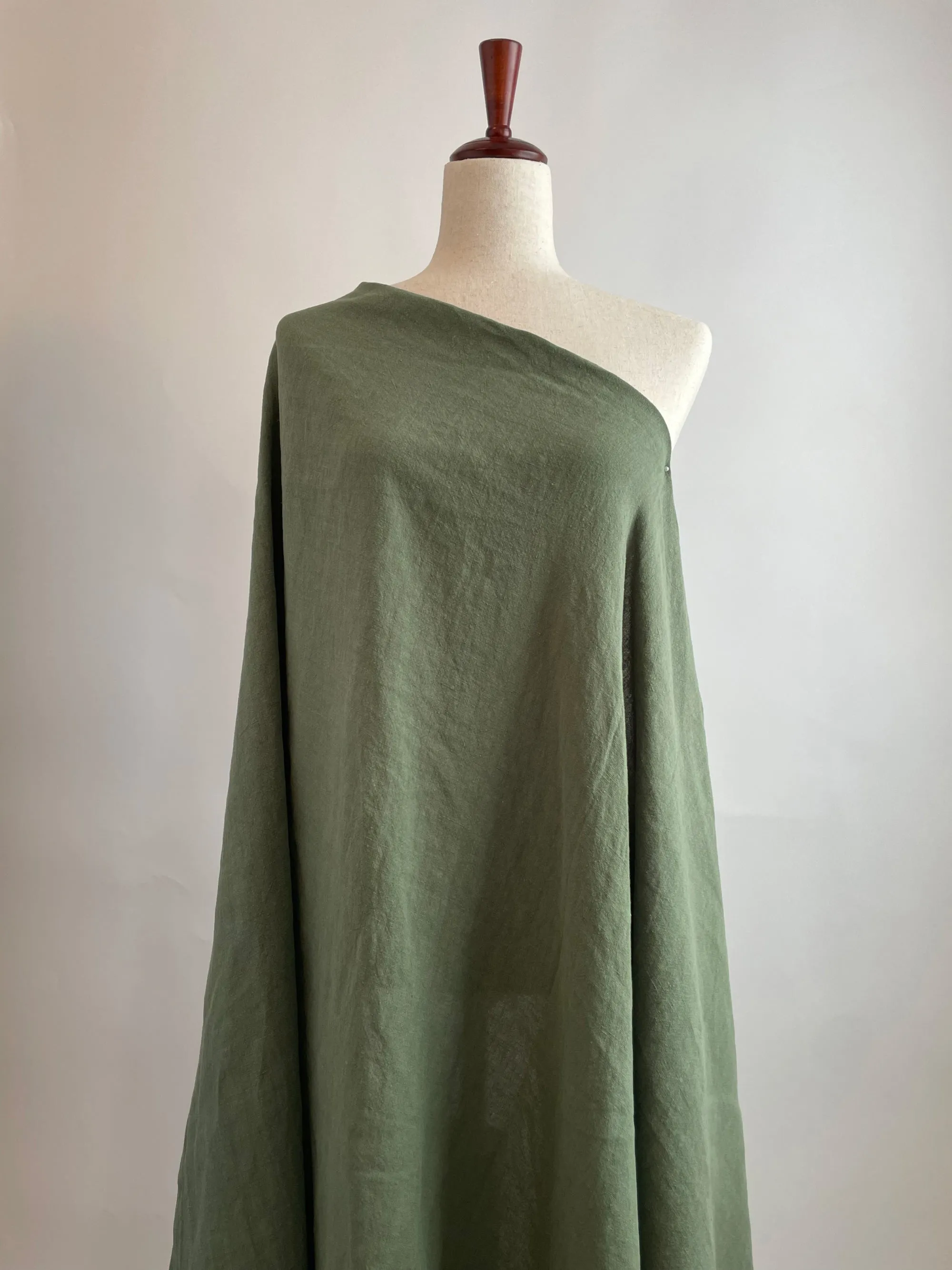 Soft Washed Lightweight Linen Fabric in Moss