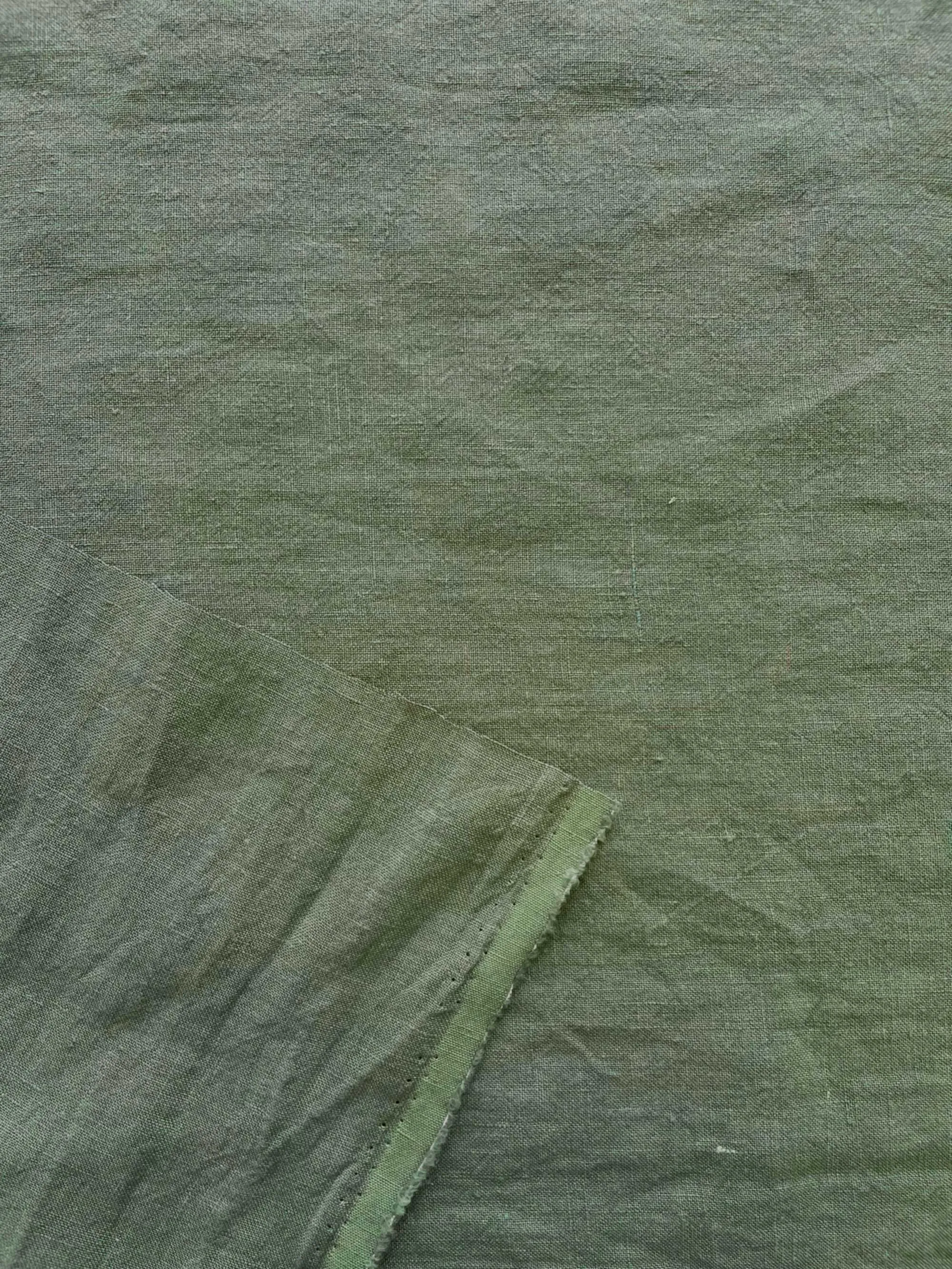 Soft Washed Lightweight Linen Fabric in Moss