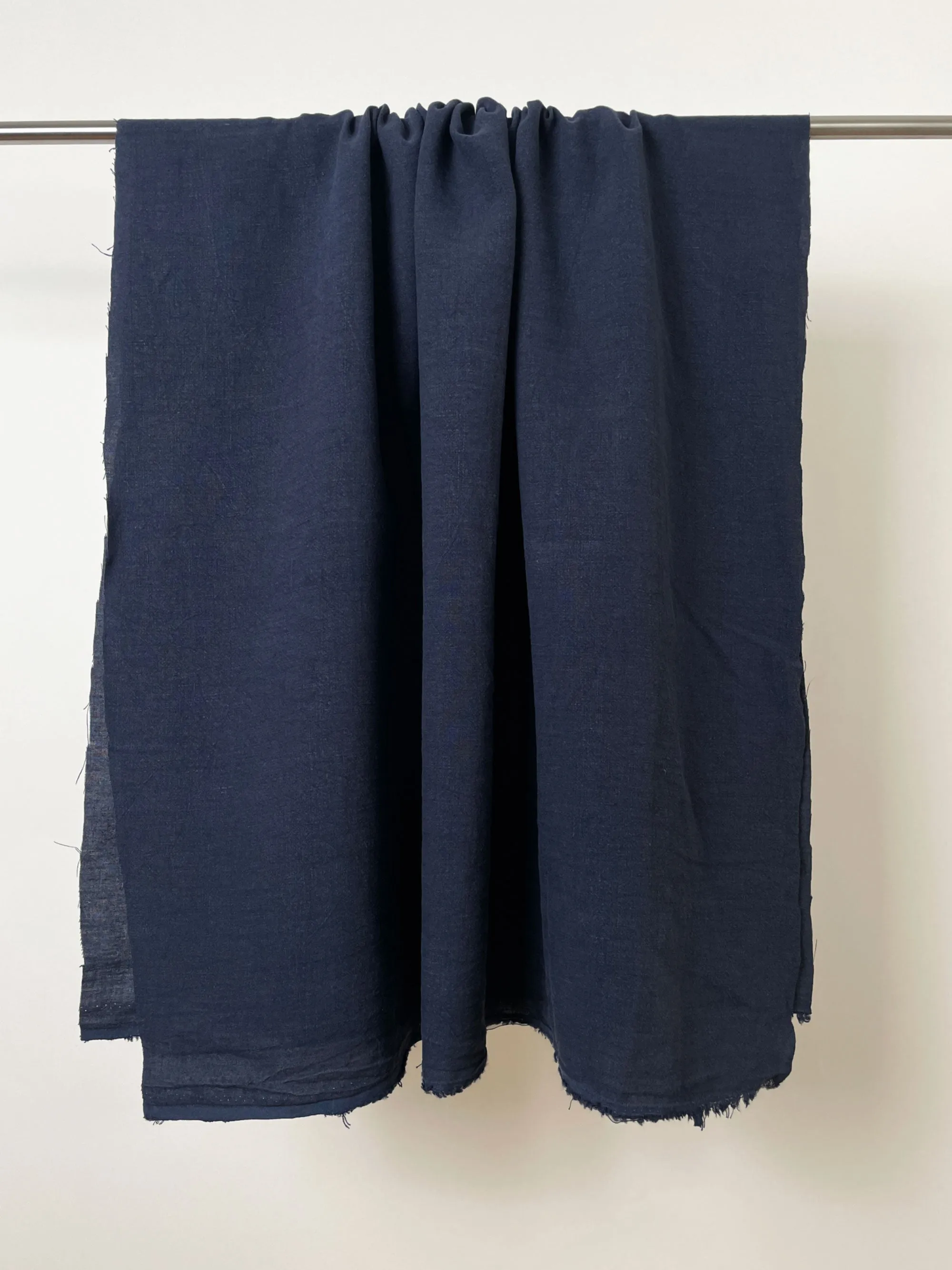 Soft Washed Lightweight Linen Fabric in Navy