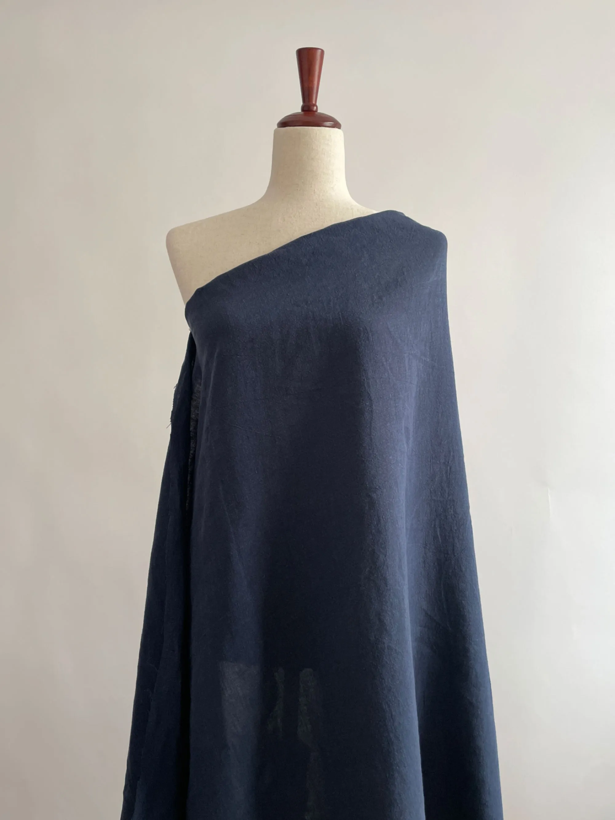 Soft Washed Lightweight Linen Fabric in Navy