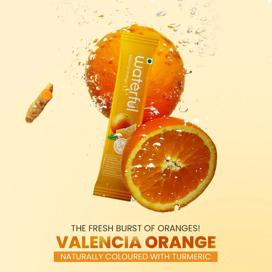 Valencia Orange (30 gms X 5 sachets) 10  Vitamins & Minerals, Low Cal Hydration Powder Mix